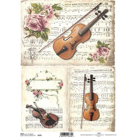 Ριζόχαρτο Decoupage A4 21x29,7cm "Floral Decoration With A Violin"