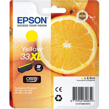 Μελάνι εκτυπωτή EPSON 33XL Yellow 8.9ml (C13T33644012) (Yellow)