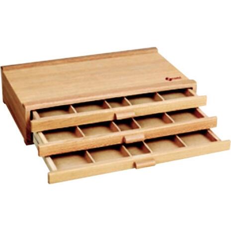 Κασετίνα Metron Art ξύλινη για παστέλ με τρία συρτάρτια 40x24x8cm