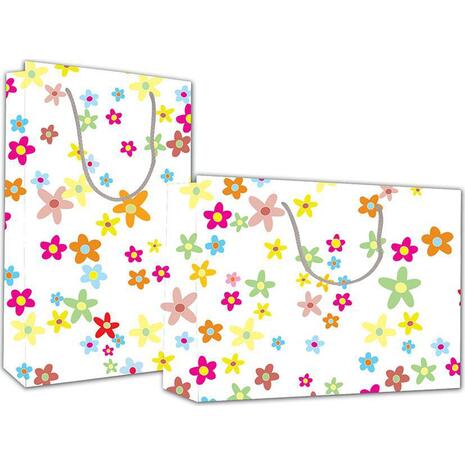 Χάρτινη σακούλα δώρου Υ24x23x10 "Λουλούδια" (Διάφορα χρώματα)