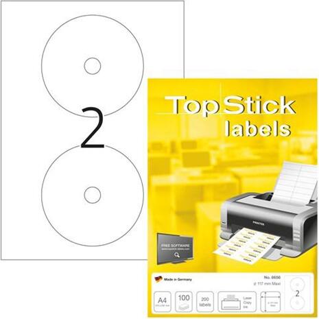 Ετικέτες αυτοκόλλητες TOPSTICK No8656 (CD 117mm) maxi (Λευκό)