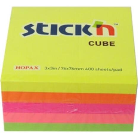 Αυτοκόλλητα χαρτάκια σημειώσεων STICK'N 76x76mm πακέτο 400 φύλλων (Διάφορα χρώματα)
