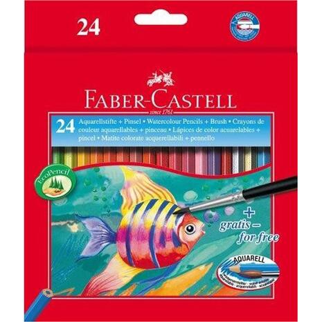 Ξυλομπογιές Ακουαρέλας FABER CASTELL +πινέλο (συσκευασία 24 τεμαχίων)