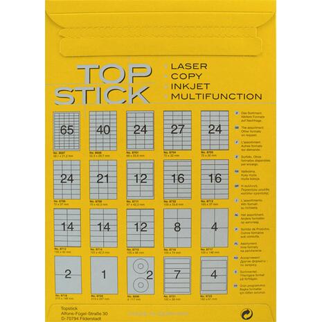 Ετικέτες αυτοκόλλητες TOPSTICK No8720 (210x297mm) (Λευκό)