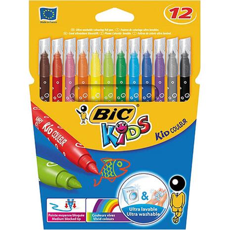 Μαρκαδόροι ζωγραφικής BIC Kids Colour Ultra Washable (12 τεμάχια)