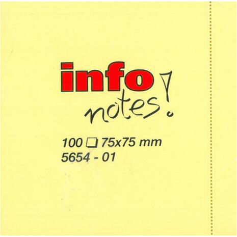 Αυτοκόλλητα χαρτάκια σημειώσεων Info Notes! 75x75mm Κίτρινα