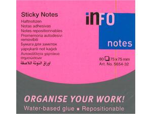 Αυτοκόλλητα χαρτάκια σημειώσεων Info Notes! 75x75mm Ροζ (Ροζ)