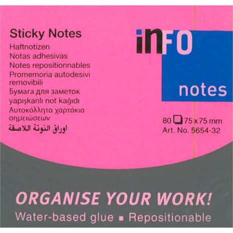 Αυτοκόλλητα χαρτάκια σημειώσεων Info Notes! 75x75mm Ροζ (Ροζ)