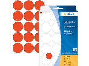 Ετικέτες HERMA αυτοκόλλητες στρογγυλές 32mm No.2272 Κόκκινες (Κόκκινο)
