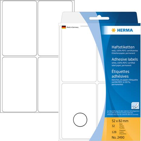 Ετικέτες HERMA αυτοκόλλητες 52x82mm No.2490 (Λευκό)