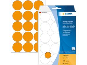 Ετικέτες HERMA αυτοκόλλητες στρογγυλές 32mm No.2274 Πορτοκαλί (Πορτοκαλί)