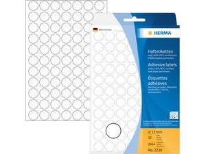 Ετικέτες HERMA αυτοκόλλητες στρογγυλές 13mm No.2230 (Λευκό)