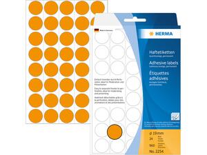 Ετικέτες HERMA αυτοκόλλητες στρογγυλές 19mm No.2254 Πορτοκαλί (Πορτοκαλί)