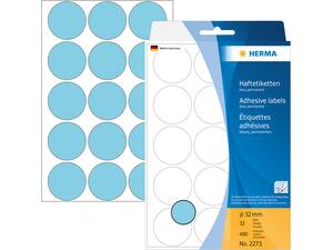 Ετικέτες HERMA αυτοκόλλητες στρογγυλές 32mm No.2273 Γαλάζιο (Γαλάζιο)