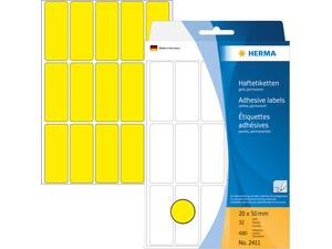 Ετικέτες HERMA αυτοκόλλητες κίτρινες 20x50mm No.2411 (Κίτρινο)