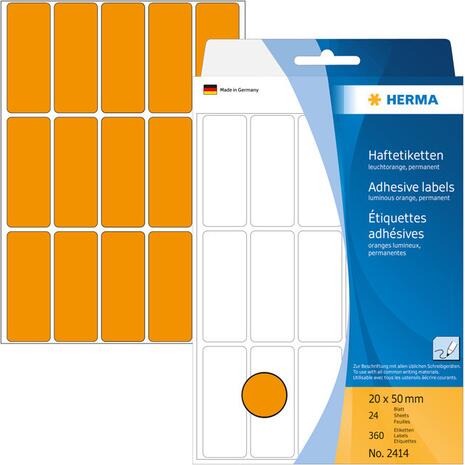 Ετικέτες HERMA αυτοκόλλητες 20x50mm No.2414 Πορτοκαλί (Πορτοκαλί)
