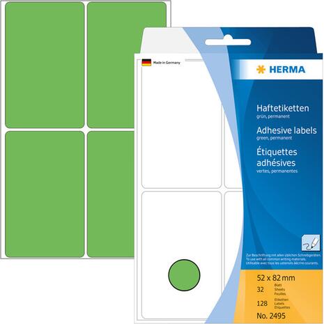 Ετικέτες HERMA αυτοκόλλητες 52x82mm No.2495 Πράσινες (Πράσινο)