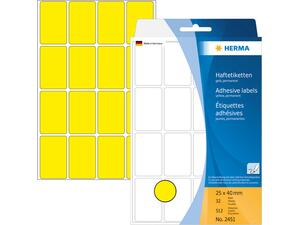 Ετικέτες HERMA αυτοκόλλητες 25x40mm No.2451 Κίτρινες (Κίτρινο)