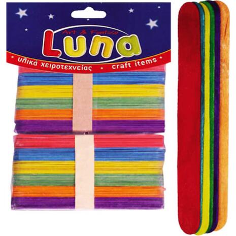 Ξυλάκια Luna  χρωματιστά 150mm 80 τεμάχια