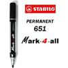 Μαρκαδόρος ανεξίτηλος Stabilo  651 F Mark 4 All στρογγυλή μύτη 1,5-2,5mm μαύρο