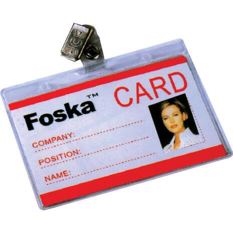 Kαρτελάκι συνεδρίων Foska ονόματος οριζόντιο με κλιπ 11x8,3cm