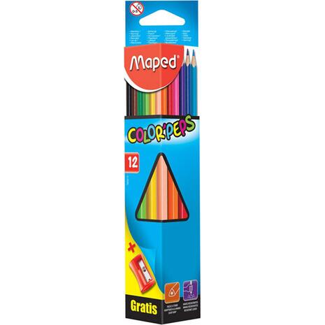 Ξυλομπογιές + Ξύστρα MAPED Color'Peps Maxi (12 τεμάχια)
