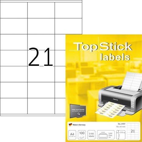 Ετικέτες αυτοκόλλητες TOPSTICK No8707 (70x41mm) (Λευκό)