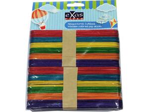 Ξυλάκια EXAS πλακέ χρωματιστά 15cm (χειροτεχνίας) 80 τεμάχια