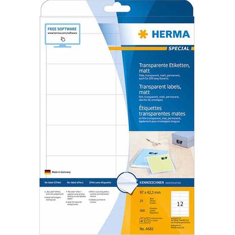 Ετικέτες HERMA αυτοκόλλητες διάφανες 97x42.3  No.4682 (Διαφανές)