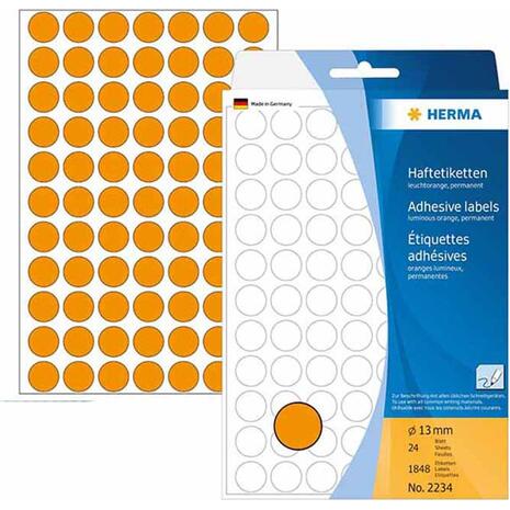 Ετικέτες HERMA αυτοκόλλητες 13mm No.2234 Orange (Πορτοκαλί)