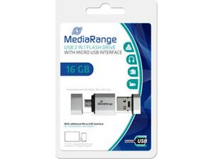 Mediarange nano flash drive 16GB USB 2.0 + micro USB Adaptor mr931