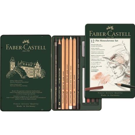 Κασετίνα μεταλλική Faber Castell Pitt Monochrome (σετ 12 τεμαχίων)