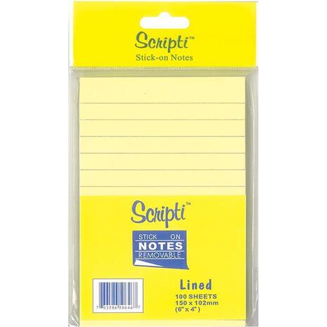 Αυτοκόλλητα χαρτάκια σημειώσεων Scripti 150x102mm (Κίτρινο)
