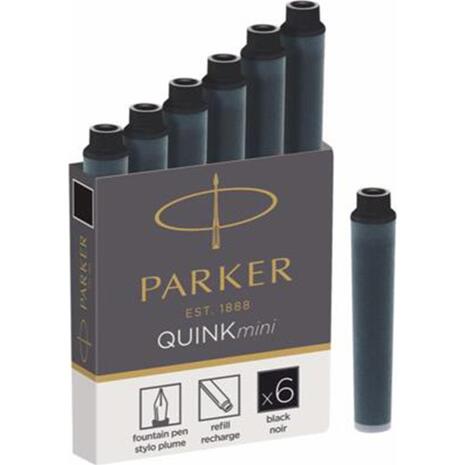 Ανταλλακτικό μελάνι για πένα Parker Quink Mini μαύρο (συσκευασία 6 τεμαχίων) (Μαύρο)