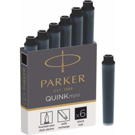 Ανταλλακτικό μελάνι για πένα Parker Quink Mini μαύρο (συσκευασία 6 τεμαχίων) (Μαύρο)