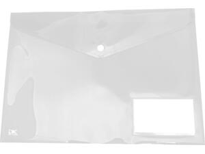 Φάκελος με κουμπί Α4 διάφανος με θήκη για ετικέτα λευκός
