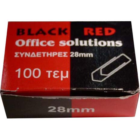 Συνδετήρες μεταλλικοί Black/Red No3 28mm Συσκευασία 100 τεμαχίων