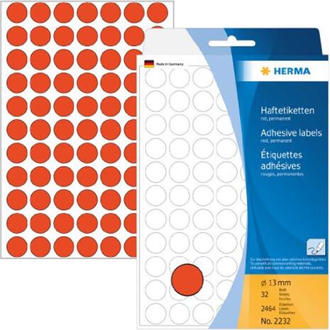 Ετικέτες HERMA αυτοκόλλητες 13mm No.2232  Kόκκινες (Κόκκινο)