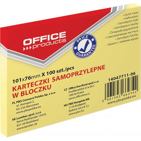 Αυτοκόλλητα χαρτάκια σημειώσεων OFFICE 76x101mm (Κίτρινο)