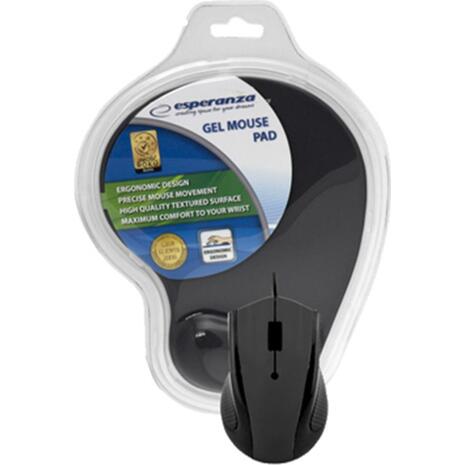 Ενσύρματο ποντίκι & mouse pad gel Esperanza Μαύρο (EM-125K)