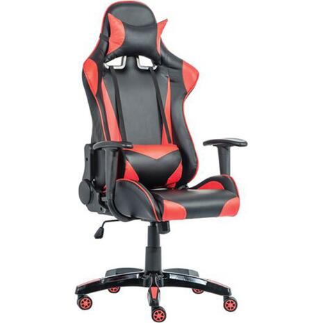 BF8050 Gaming Πολυθρόνα Γραφείου, Ανάκλιση Πλάτης έως 90°, Pu Μαύρο - Κόκκινο (ΕΟ577) (Μαύρο)