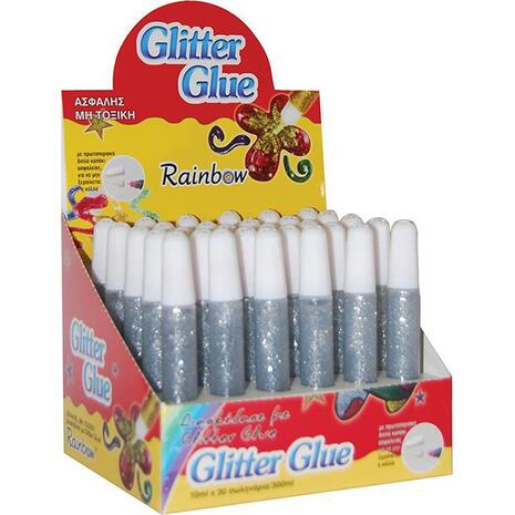 Κόλλα υγρή Rainbow Glitter Glue 10ml Aσημί