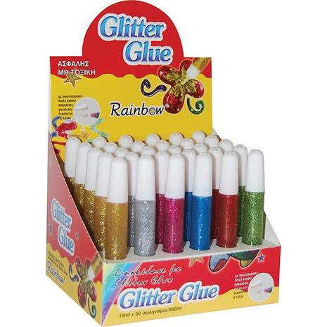 Κόλλα υγρή Rainbow Glitter Glue 10ml διάφορα χρώματα.