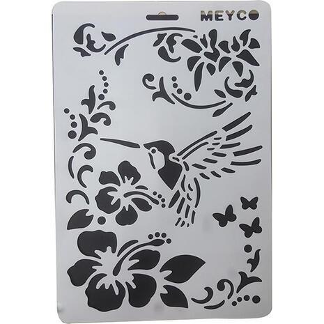 Στένσιλ Meyco A4 πολυπροπυλένιου άνθη-πουλί