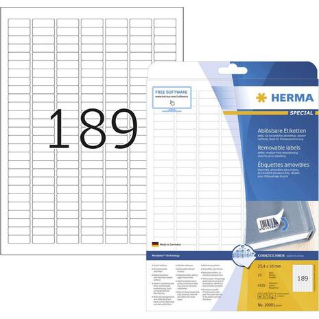 Eτικέτες Herma 25.4x10mm  movables (Πακέτο 25 τεμαχίων) (Λευκό)