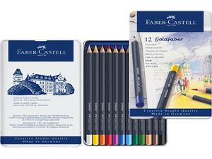 Κασετίνα μεταλλική με ξυλομπογιές FABER CASTELL goldfaber σετ 12 τεμαχίων