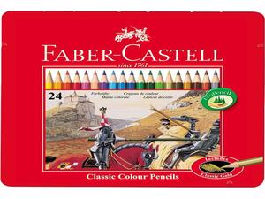 Κασετίνα μεταλλική με ξυλομπογιές FABER CASTELL κόκκινη σετ 24 τεμαχίων