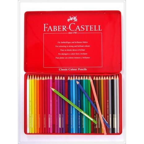 Κασετίνα μεταλλική με ξυλομπογιές FABER CASTELL συσκευασία (36 τεμάχια)