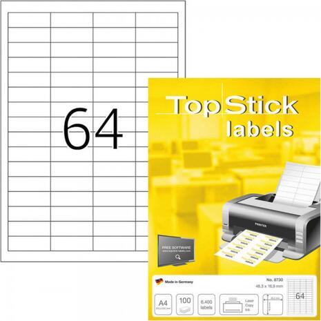 Ετικέτες αυτοκόλλητες TOPSTICK No8730 (48,3x16,9mm) (Λευκό)