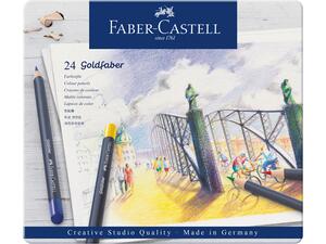 Κασετίνα μεταλλική με ξυλομπογιές FABER CASTELL goldfaber συσκευασία σετ 24 τεμαχίων